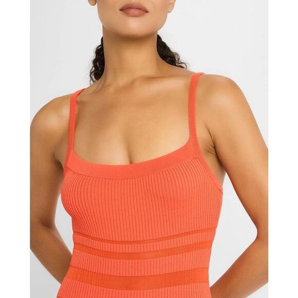 Ramy Brook Women's Orange Sleeveless Shiann Ribbed Knit Midi Dress Large NWOT - Picture 5 of 11